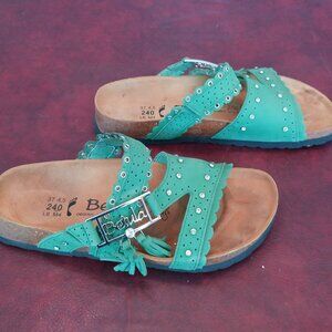 Birkenstock Betula Light Green Rhinestone Tassel Sandals Shoes / Size 6/7